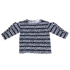 NWT J Crew Girls' Ruffle-Trim Navy Top in Hearts & Stripes
